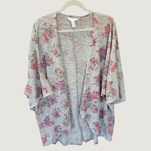 Arizona Jean Co Kimono Cardigan Floral Print XL/XXL Gray